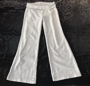 Gap Kids Yoga Pants Girls Medium Velour Gray Flare Sweatpants Gym Y2K Fold Over - Picture 1 of 11