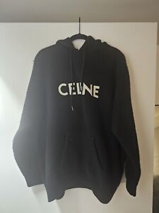 Celine Kapuzenpullover aus gerippter Wolle (schwarz) Unisex Größe Medium Männer Frauen