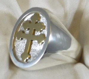 ANELLO CROCE LORENA ARGENTO 925 E ORO LORRAINE CROSS RING ST. SILVER AND  GOLD - Picture 1 of 8