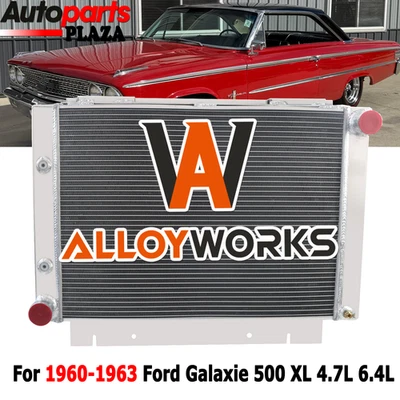 3 Row Aluminum Radiator For 1960 1961 1962 1963 Ford Galaxie 500 XL 4.7L 6.4L - Image 1 of 4