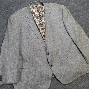 Oak Hill Blazer Mens 4XL 58/60 Gray Heather Linen Suit Jacket Sport Coat Stretch - Picture 1 of 17
