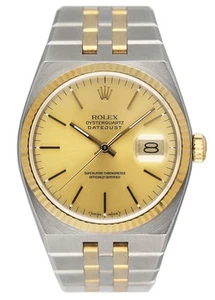 Rolex Oysterquartz Datejust 17013 Two Tone Mens Watch Box Service Papers - Picture 1 of 8