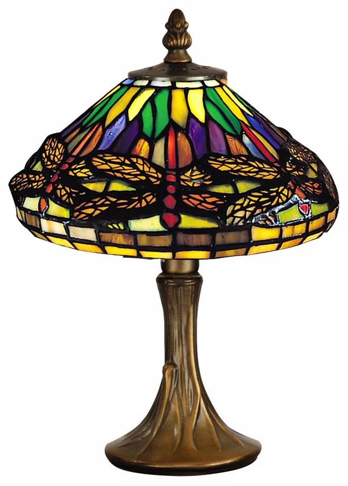 Dale Tiffany Dragonfly 11" High Brass Tiffany-Style Accent Lamp - Image 1 of 1