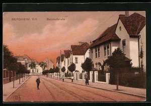 Bergheim / Erft, Ansichtskarte, Bahnhofstraße mit Passanten 1911 - Picture 1 of 2
