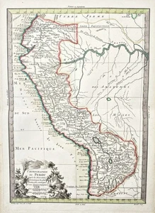 Peru South America Ecuador Chile Bolivia Philippe Pretot map mapa Karte 1774 - Picture 1 of 1