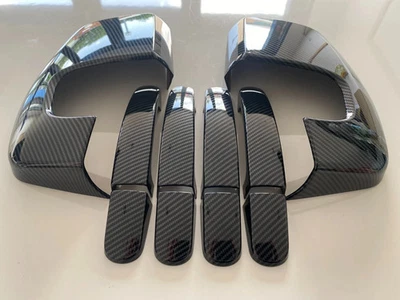 CARBON WING MIRROR COVER DOOR HANDLE SET FOR FORD TRANSIT CUSTOM  TOURNEO 2012+ - Image 1 of 4