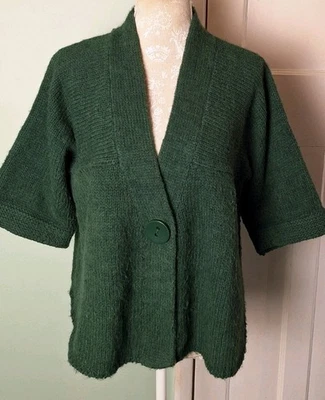 TU Forest Green Short Sleeve Alpaca Blend Knit V-Neck Cardigan - Size 18 - Image 1 of 4