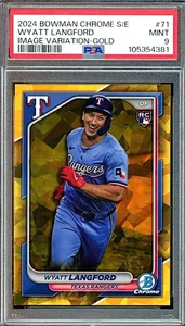 2024 Bowman Cromo Zafiro #71 Wyatt Langford Oro Imagen Variación Novato PSA 9 - Imagen 1 de 2