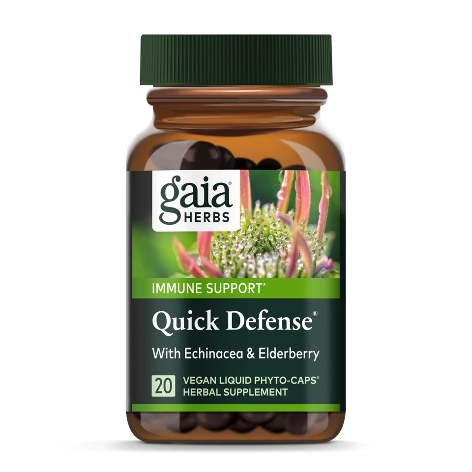 Cápsulas de apoyo inmunológico Gaia Herbs Quick Defense 20 unidades veganas sin gluten Foto 1 de 4