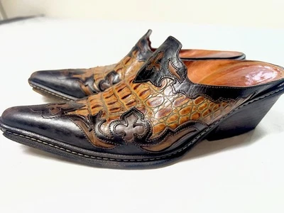 Zapatos de mula de cuero italianos DONALD J PLINER Western Couture Collection talla 6,5 Foto 1 de 4