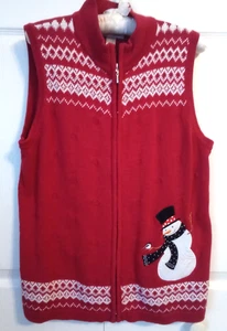 Christopher Banks Chaleco Suéter Navidad Tejido Rojo con Muñeco de Nieve - Imagen 1 de 4