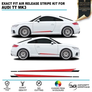 Sport Quattro Side Stripe Kit Exact Fit Air Release Vinyl Fits Audi TT TTS MK3 - Picture 1 of 2