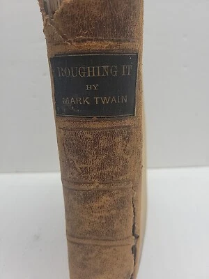 MARK TWAIN - ROUGHING IT - 1872 LEATHER First Edition - Rough Condition  - Image 1 of 4