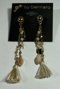 G By Gennaro Gold Tone Beaded Tassel Long Earrings Boho NEW - Picture 1 of 5