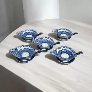 Vintage Lot of 5 Sets Bombay Porcelain Tea Bag Holder / Stainer with Underplate - Picture 1 of 4