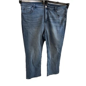 Pantalones de mezclilla Diane Gilman talla grande talla 24 lavado medio elástico rectos usados en excelente estado - Imagen 1 de 13