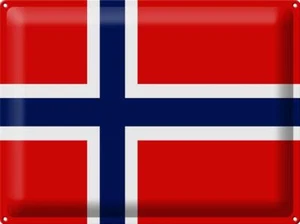 Blechschild Flagge Norwegen 40x30 cm Flag of Norway Deko Schild tin sign - Picture 1 of 5