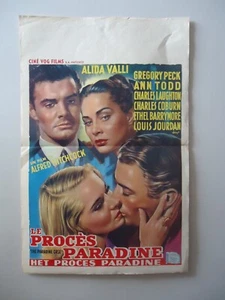 HITCHCOCK/THE PARADINE CASE/9M25/póster belga RR - Imagen 1 de 1