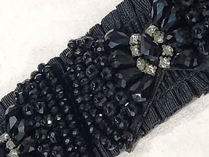 ALANNAH HILL sz S/M 10 12 Black Jewelled Waist Belt With Stretch #1 - Picture 1 of 6