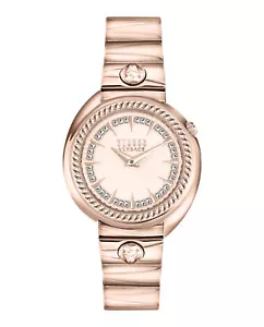 Versus Versace Womens Tortona Crystal Rose Gold 38mm Bracelet Fashion Watch - Picture 1 of 5