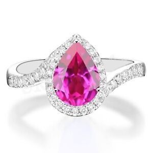 1.75 Carat Natural Pink Tourmaline IGI Certified Diamond Ring In 14KT White Gold