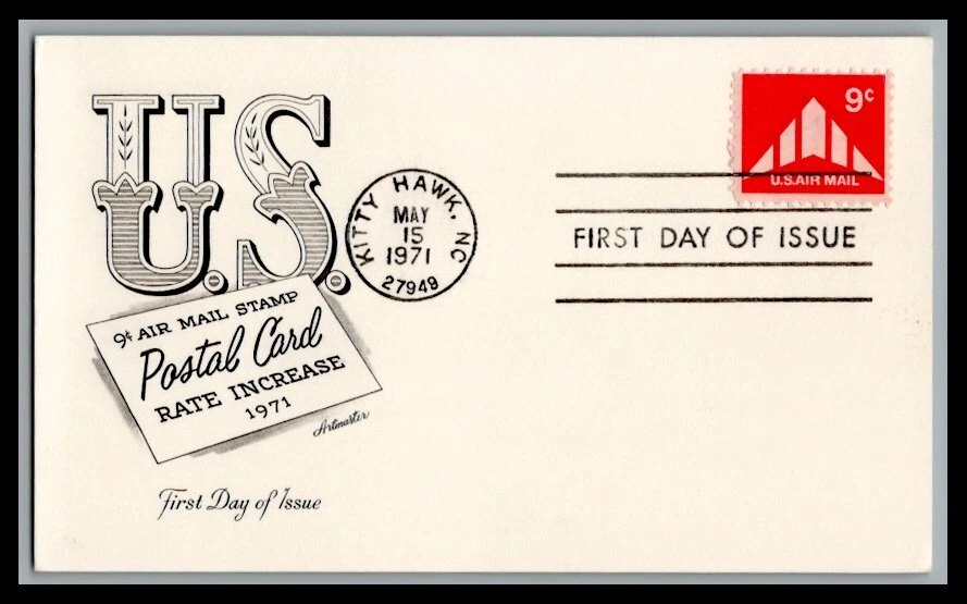 US FDC # C77 9c Delta Wing Artmaster  card 1971, 9p864 - Image 1 of 1