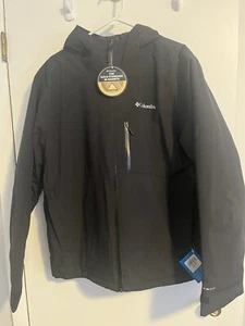 Columbia Jacket Mens XL Black Omni-Tech Hooded Gold Interior Explorers Edge - Picture 1 of 6