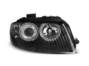 Headlights for Audi A3 8P 2003 2004 2005 2006 2007 2008 VR-1137 Angel Eyes Black - Picture 1 of 1