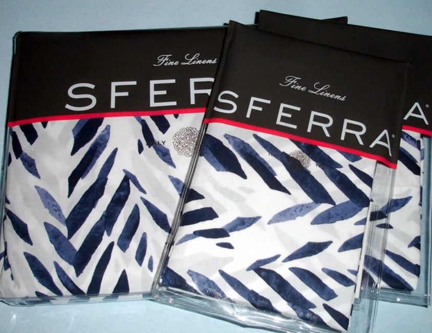 Funda nórdica Sferra Madsen F/Queen 4 piezas. Conjunto Algodón Egipcio Azul/Blanco Nuevo Foto 1 de 2