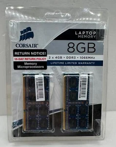 Corsair Laptop Memory 8GB 2 x 4GB DDR3 1066MHz CT:RARMR7FH1YG906 RAM New - Picture 1 of 3