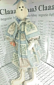 BAMBOLA CONIGLIO fatta cucita a mano TESSUTO AMERICANO altezza 1,35mt patchwork - Picture 1 of 11