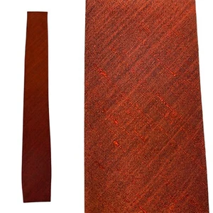 VINTAGE 50s Skinny Square Tie Mod Scooter 1950s Orange Necktie - Picture 1 of 4