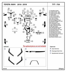 Interior Genuine Carbon Fiber Dash Trim Kit for Toyota RAV4 2016 - 2018 - Picture 1 of 1