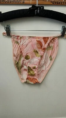 Bragas de bikini vintage, de cuerda, florales, talla L, 100 % seda pura de Henggeer, suaves Foto 1 de 4