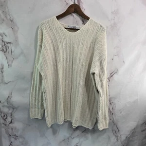 Vintage Fisherman Sweater Womens XL Cream White Oversized Baggy 90s 80s - Picture 1 of 9