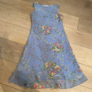 TALBOTS KINDER MAXIKLEID BLAU GEBLÜMT GRÖSSE 8 - Bild 1 von 6