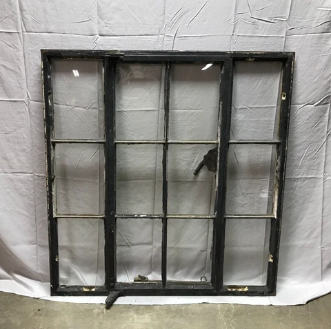 VTG Industrial 38x40 Steel 12 Lite Casement Window Double Sidelight Old 1953-22B Cover