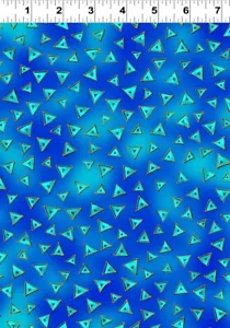 Tela Edredón Laurel Burch Básica Triángulo Oscuro Aqua Dorado Metálico por 1/2 Yarda - Imagen 1 de 1