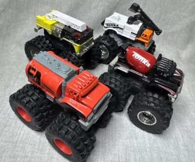 4 TONKA Monster Truck Hasbro Die-cast Monster Cement Truck, Fire Truck, Fuel, + - Image 1 of 4