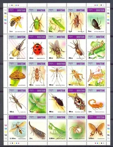 Bhutan 1997 Insects Ladybirds Beetles Moth Butterfly Scorpion Stamp Sheetlet - Picture 1 of 3