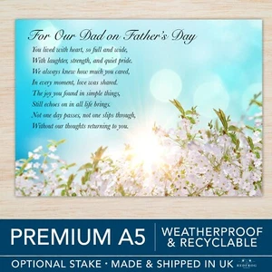 Tarjeta conmemorativa impermeable del día del padre A5 - tributo junto a la tumba para papá - Hecha en el Reino Unido - Imagen 1 de 15