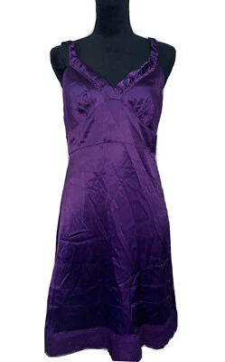 Marciano Women’s Purple Silk Vintage Side Zip Dress Size Medium Lace Bottom - Image 1 of 4