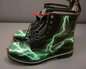 DR MARTENS 1460 FLASH LaceUp Boots Black Green reflective lightning doc - Picture 1 of 24