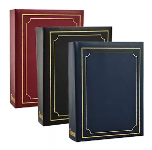 Traditional 6" X 4" Photo Album with 200 Pockets Black, Blue or Burgundy - Picture 1 of 7
