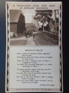Verse & Poem MINUTE BY MINUTE A Thought For The Day by Kathleen Partridge Old PC - Picture 1 of 2