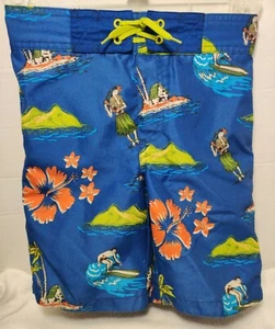 Gymboree Size 5T Boys Surf Board Shorts Hula Girls Surfers Island and Hybiskis - Picture 1 of 5