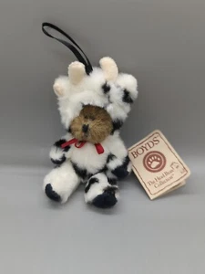 Boyds Bear MINI MOOKINS Plush Holestein Dairy Cow Costume 3” Tree Ornament  - Picture 1 of 15