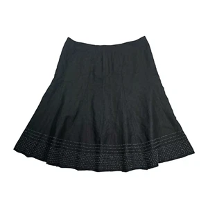 Avenue Linen Blend Flare Skirt Womens Size 18W Black With Iridescent Bead Detail - Picture 1 of 9
