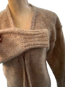 Liz Claiborne offene Strickjacke M zierlich hellbraun Mohair Wollmischung Hongkong Vintage 80er - Bild 1 von 9