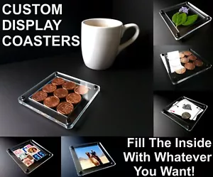 FILL YOUR OWN Custom Coasters! Put Anything Inside! Coffee/Tea/Drink Cup/Mug Mat - Picture 1 of 8